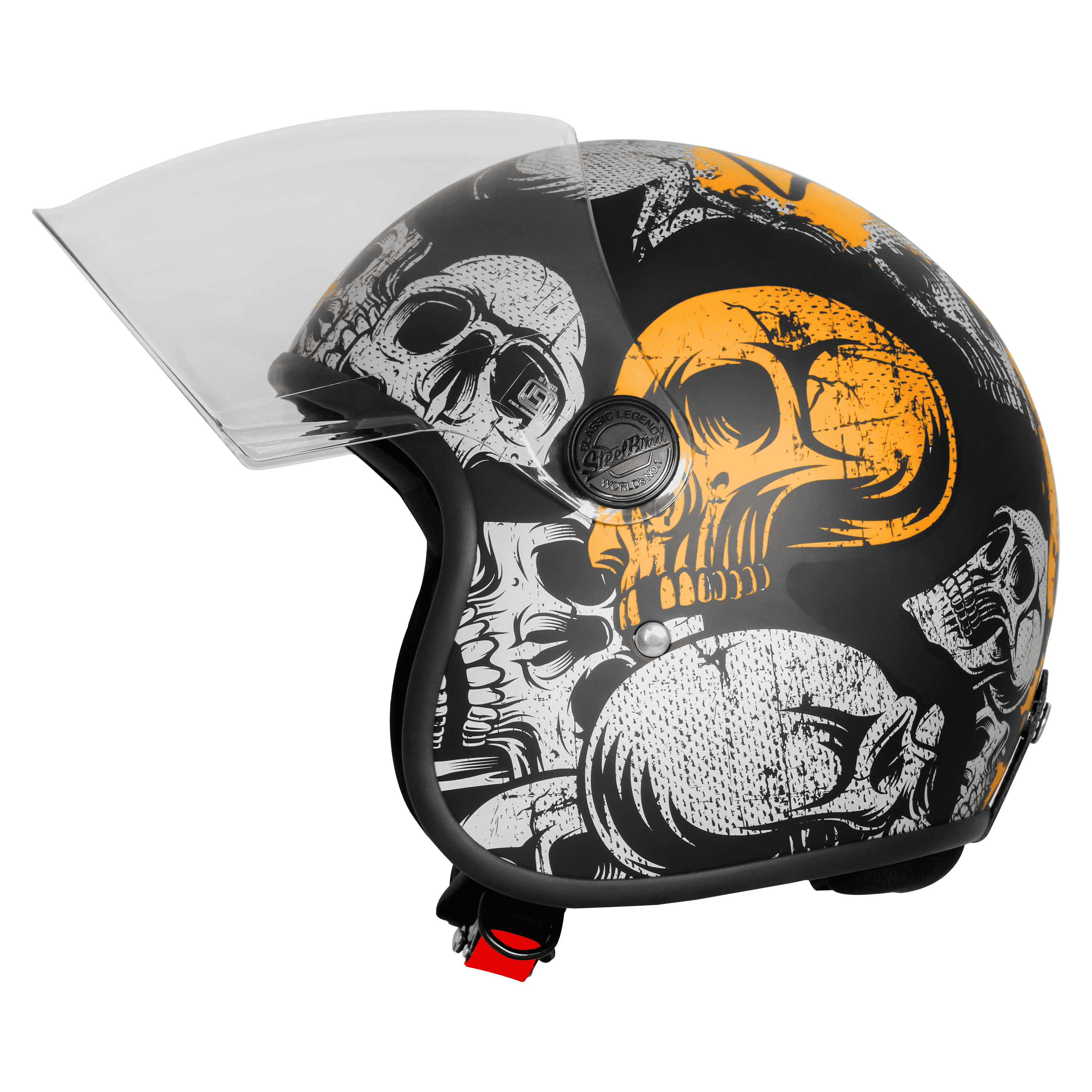 SBH-56 VINTAGE SKULL MAT BLACK WITH ORANGE